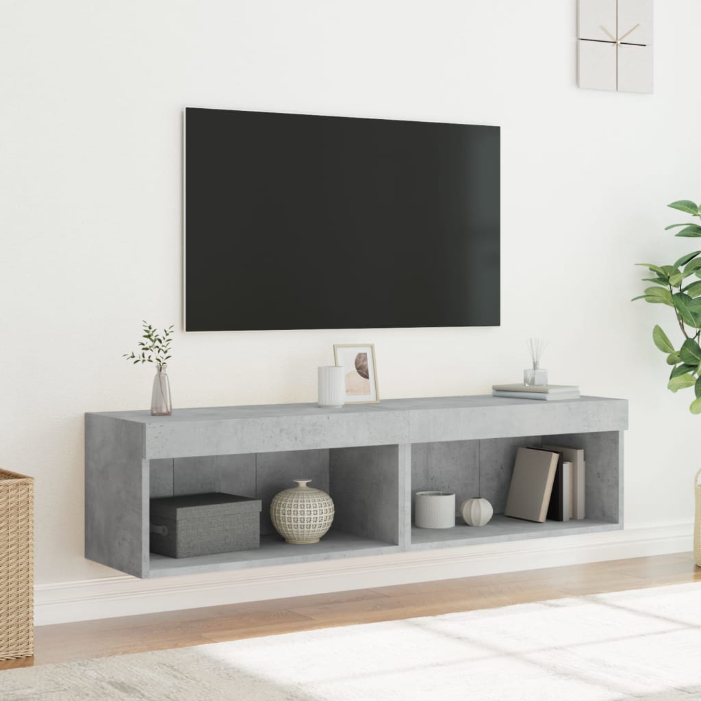vidaXL TV Cabinets with LED Lights 2 pcs Concrete Grey 60x30x30 cm 5