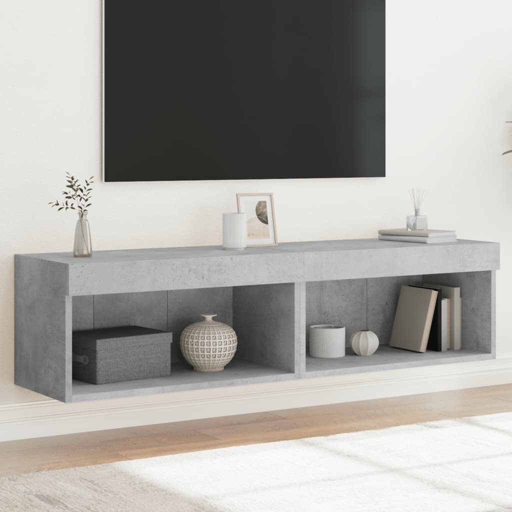 vidaXL TV Cabinets with LED Lights 2 pcs Concrete Grey 60x30x30 cm 1