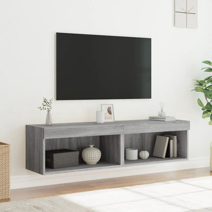 vidaXL TV Cabinets with LED Lights 2 pcs Grey Sonoma 60x30x30 cm 5