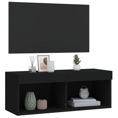 vidaXL TV Cabinet with LED Lights Black 80x30x30 cm 6