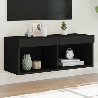 vidaXL TV Cabinet with LED Lights Black 80x30x30 cm 1