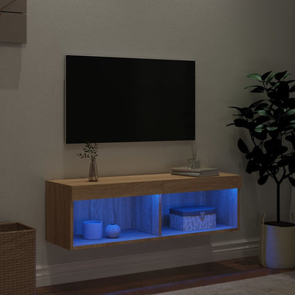 vidaXL TV Cabinet with LED Lights Sonoma Oak 100x30x30 cm 3