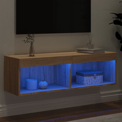 vidaXL TV Cabinet with LED Lights Sonoma Oak 100x30x30 cm 4