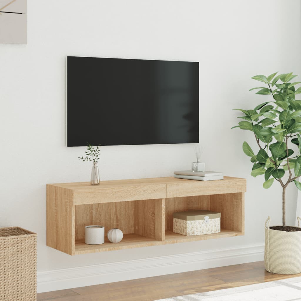 vidaXL TV Cabinet with LED Lights Sonoma Oak 100x30x30 cm 6