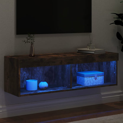 vidaXL TV Cabinet with LED Lights Smoked Oak 100x30x30 cm 4