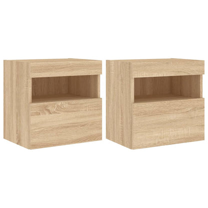 vidaXL TV Wall Cabinets with LED Lights 2 pcs Sonoma Oak 40x30x40 cm 2