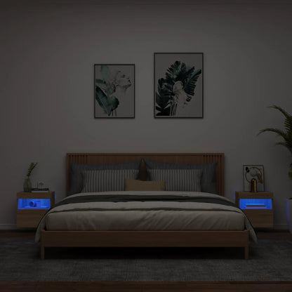 vidaXL TV Wall Cabinets with LED Lights 2 pcs Sonoma Oak 40x30x40 cm 3