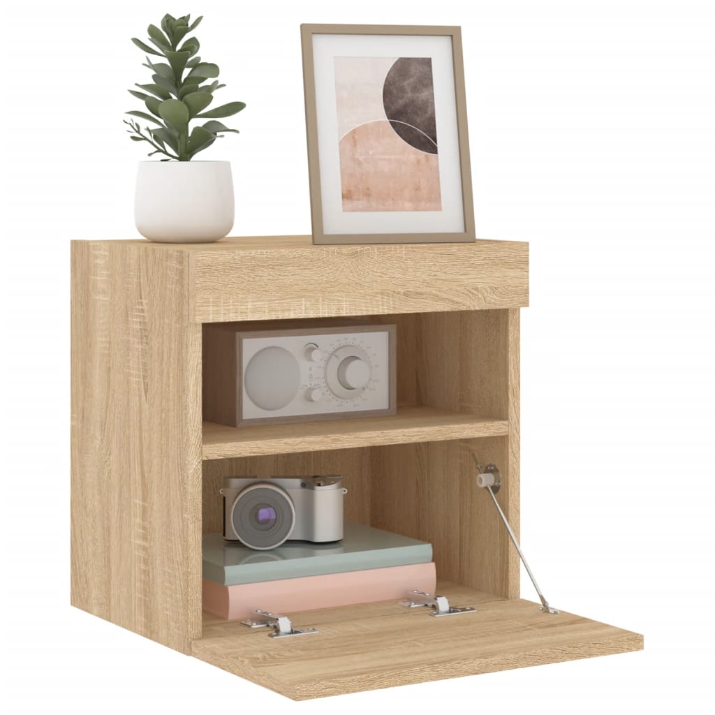 vidaXL TV Wall Cabinets with LED Lights 2 pcs Sonoma Oak 40x30x40 cm 6