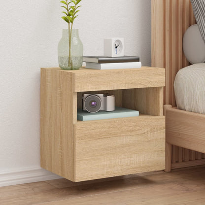 vidaXL TV Wall Cabinets with LED Lights 2 pcs Sonoma Oak 40x30x40 cm 1