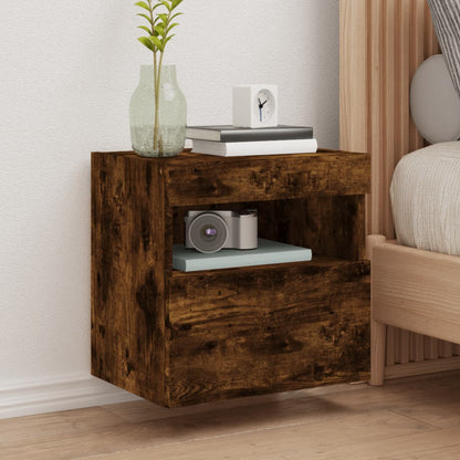 vidaXL TV Wall Cabinets with LED Lights 2 pcs Smoked Oak 40x30x40 cm 1