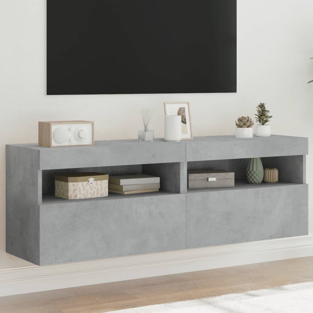vidaXL TV Wall Cabinets with LED Lights 60x30x40 cm 2 pcs