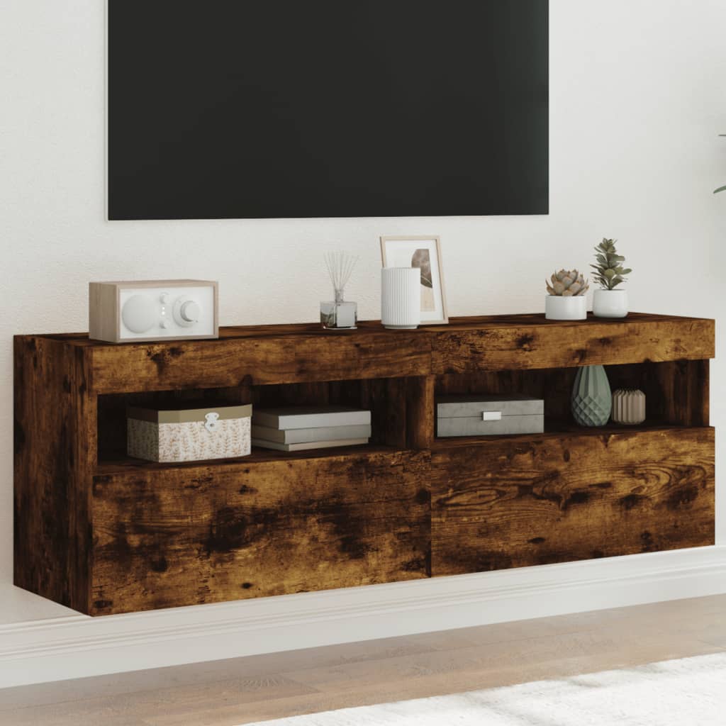 vidaXL TV Wall Cabinets with LED Lights 60x30x40 cm 2 pcs