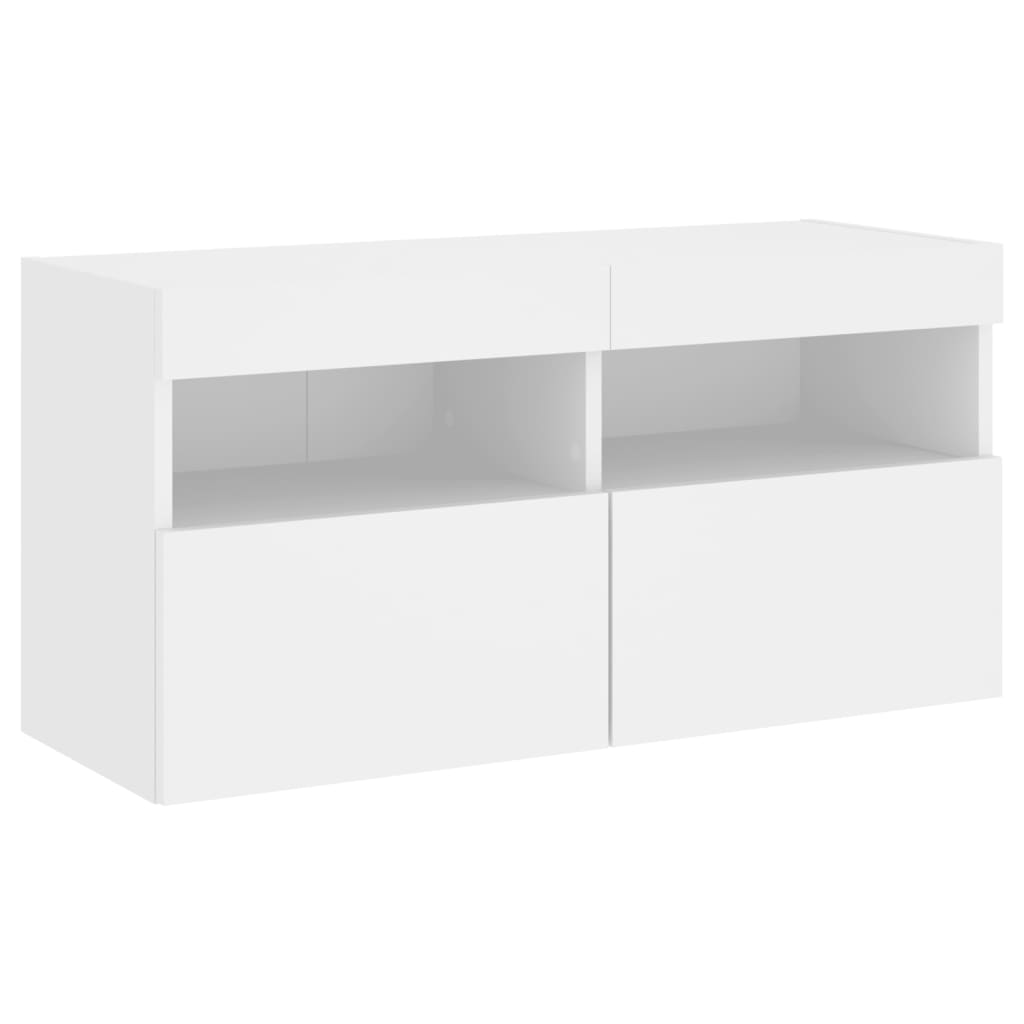vidaXL TV Wall Cabinet with LED Lights White 80x30x40 cm 3