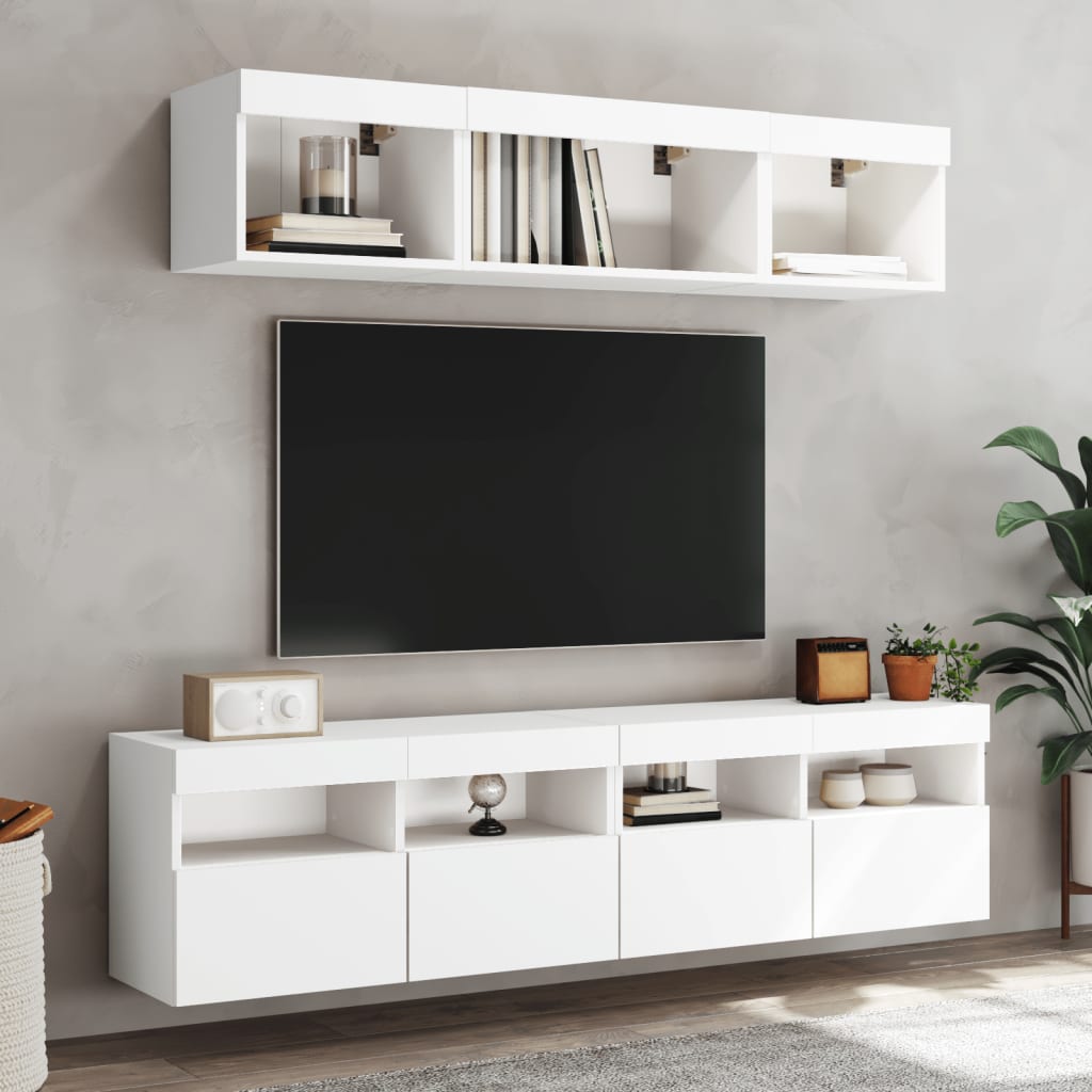 vidaXL TV Wall Cabinet with LED Lights White 80x30x40 cm 6