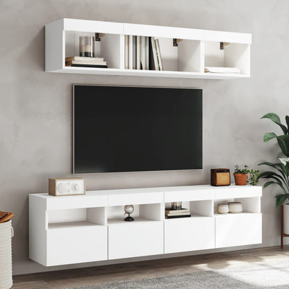 vidaXL TV Wall Cabinet with LED Lights White 80x30x40 cm 6