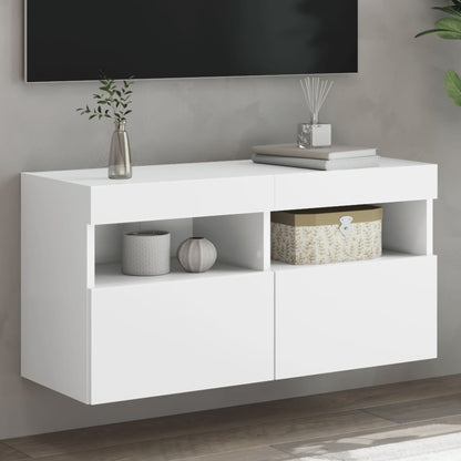 vidaXL TV Wall Cabinet with LED Lights White 80x30x40 cm 1