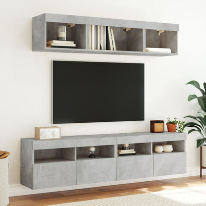 vidaXL TV Wall Cabinet with LED Lights Concrete Grey 80x30x40 cm 6