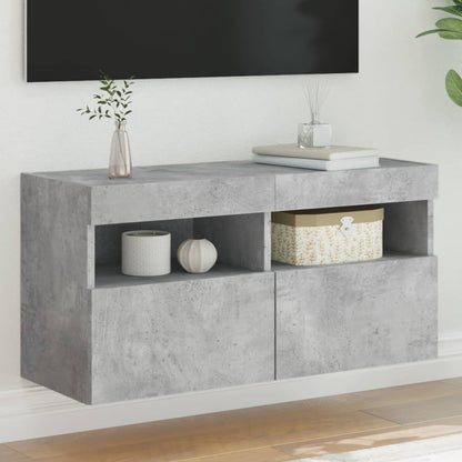 vidaXL TV Wall Cabinet with LED Lights Concrete Grey 80x30x40 cm 1