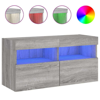 vidaXL TV Wall Cabinet with LED Lights Grey Sonoma 80x30x40 cm 2