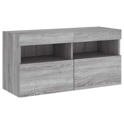 vidaXL TV Wall Cabinet with LED Lights Grey Sonoma 80x30x40 cm 3