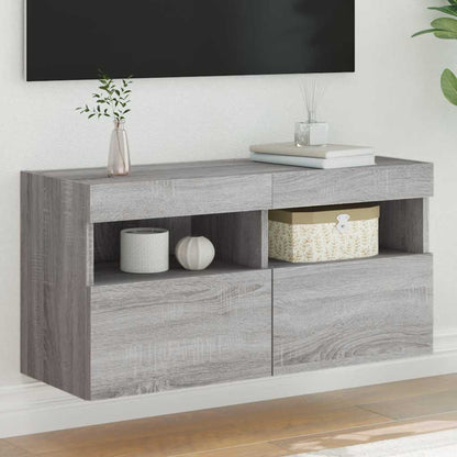 vidaXL TV Wall Cabinet with LED Lights Grey Sonoma 80x30x40 cm 1
