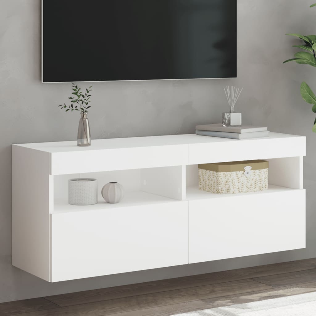vidaXL TV Wall Cabinet with LED Lights 100x30x40 cm