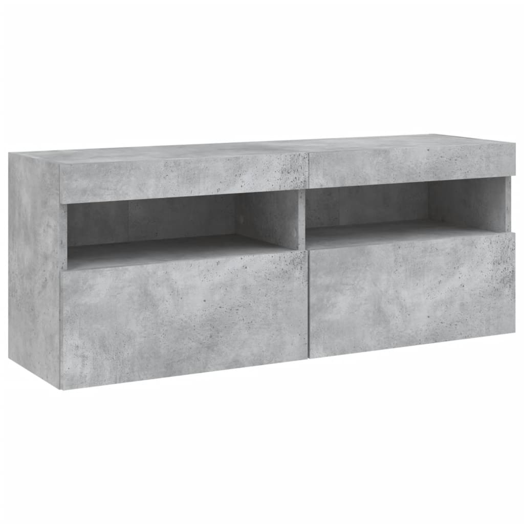 vidaXL TV Wall Cabinet with LED Lights Concrete Grey 100x30x40 cm 3