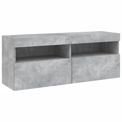 vidaXL TV Wall Cabinet with LED Lights Concrete Grey 100x30x40 cm 3