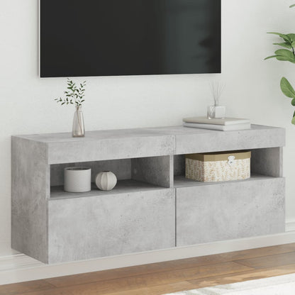 vidaXL TV Wall Cabinet with LED Lights Concrete Grey 100x30x40 cm 1