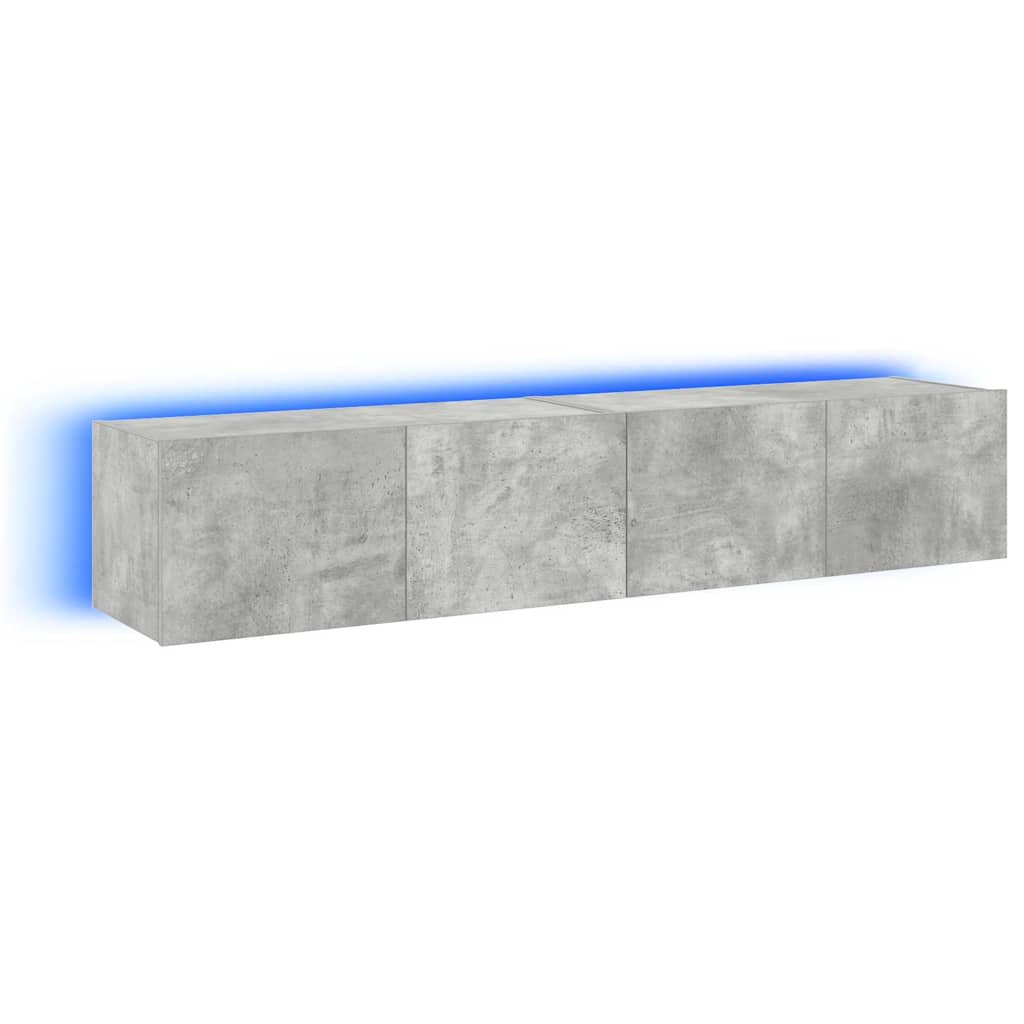 vidaXL TV Wall Cabinets with LED Lights 2 pcs Concrete Grey 80x35x31 cm 2