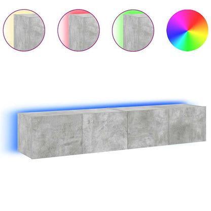 vidaXL TV Wall Cabinets with LED Lights 2 pcs Concrete Grey 80x35x31 cm 4