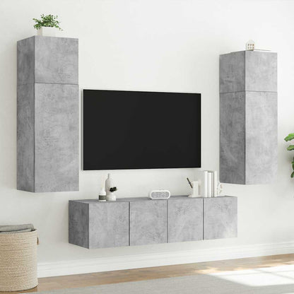 vidaXL TV Wall Cabinets with LED Lights 2 pcs Concrete Grey 80x35x31 cm 5