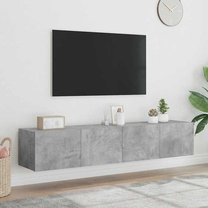 vidaXL TV Wall Cabinets with LED Lights 2 pcs Concrete Grey 80x35x31 cm 1