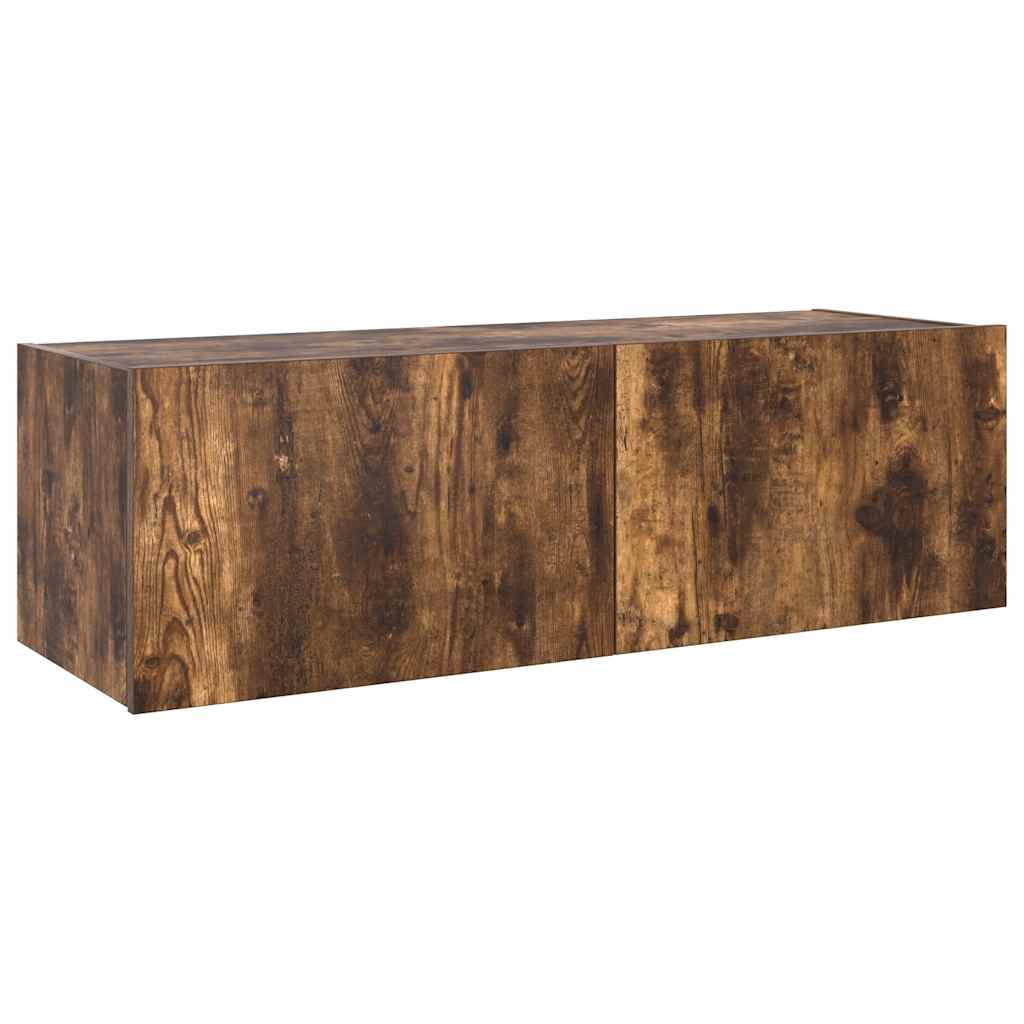 vidaXL TV Wall Cabinet with LED Lights Smoked Oak 100x35x31 cm 3