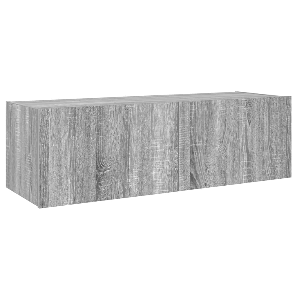 vidaXL TV Wall Cabinet with LED Lights Grey Sonoma 100x35x31 cm 3