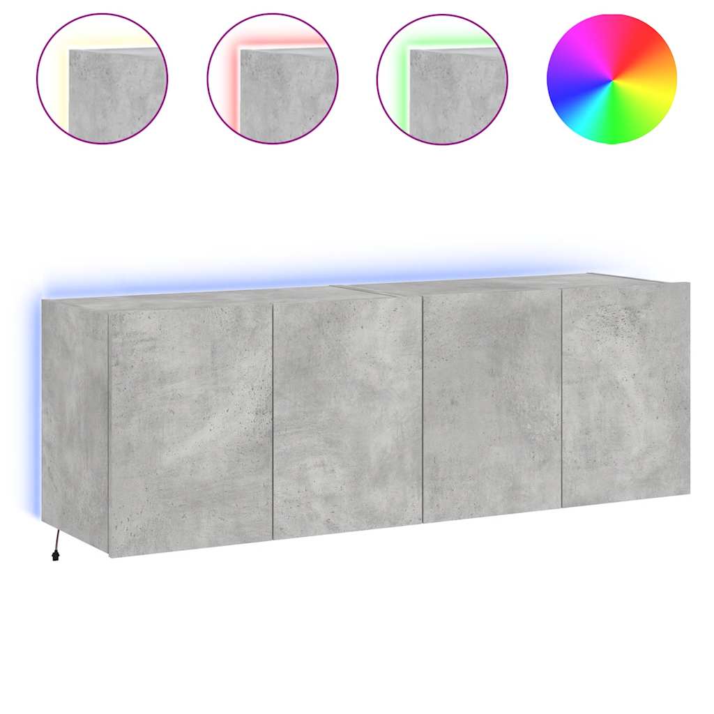vidaXL TV Wall Cabinets with LED Lights 2 pcs Concrete Grey 60x35x41 cm 2
