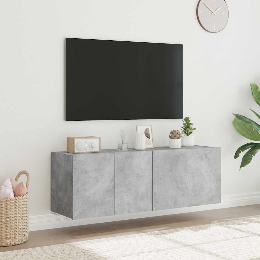 vidaXL TV Wall Cabinets with LED Lights 2 pcs Concrete Grey 60x35x41 cm 4