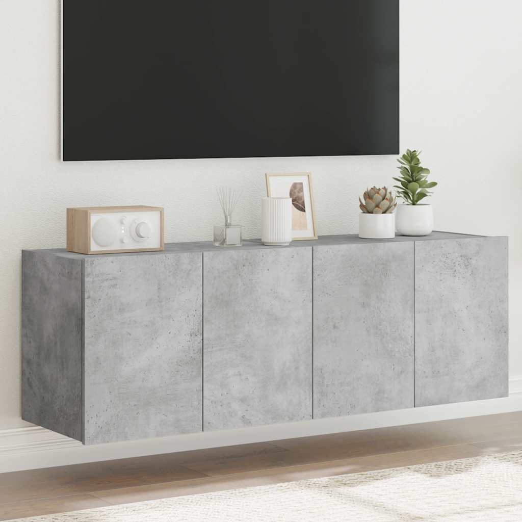 vidaXL TV Wall Cabinets with LED Lights 2 pcs Concrete Grey 60x35x41 cm 1