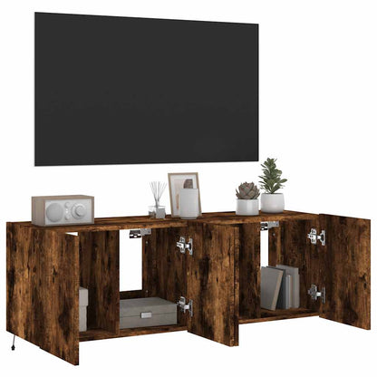 vidaXL TV Wall Cabinets with LED Lights 2 pcs Smoked Oak 60x35x41 cm 6