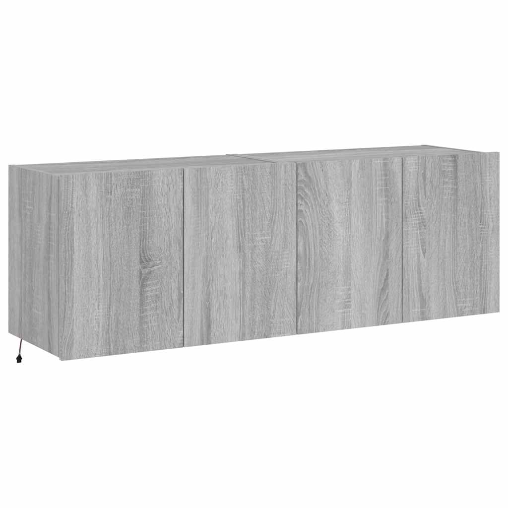 vidaXL TV Wall Cabinets with LED Lights 2 pcs Grey Sonoma 60x35x41 cm 3