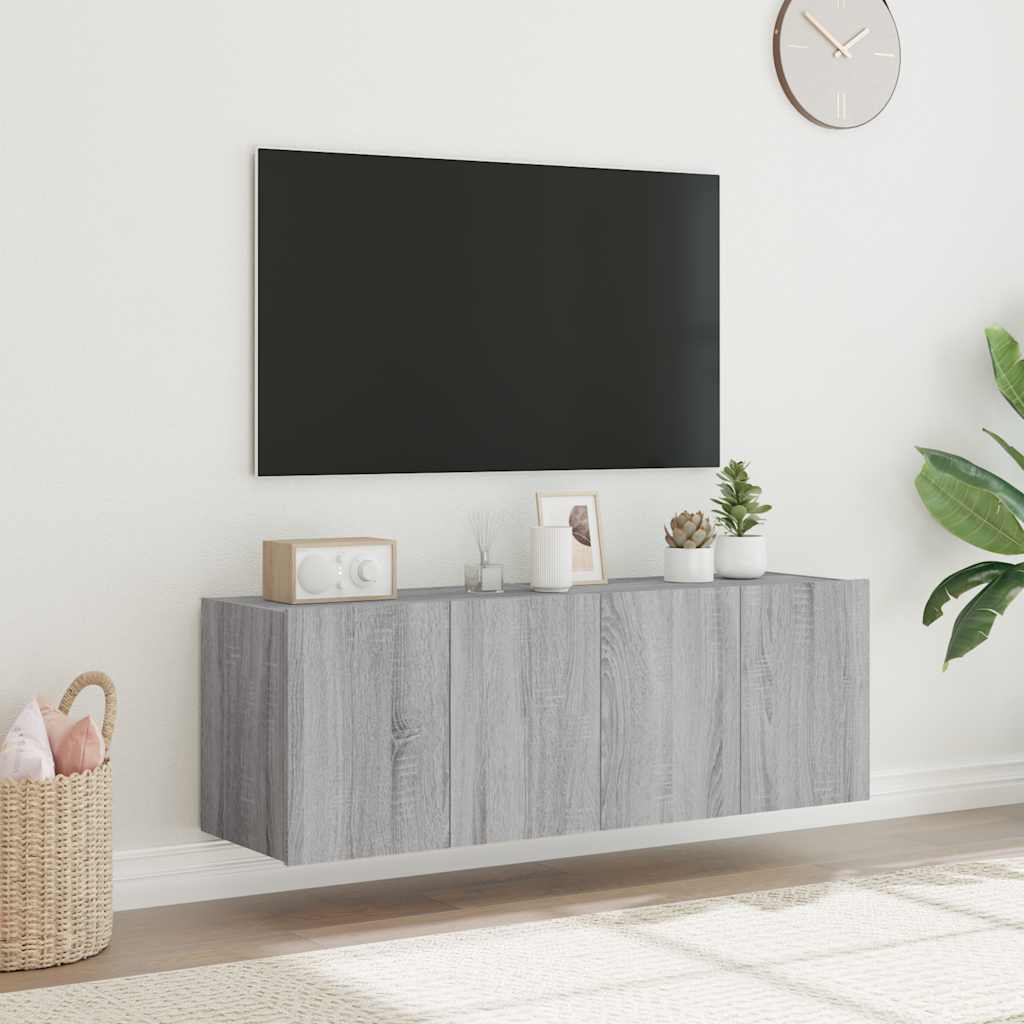 vidaXL TV Wall Cabinets with LED Lights 2 pcs Grey Sonoma 60x35x41 cm 5
