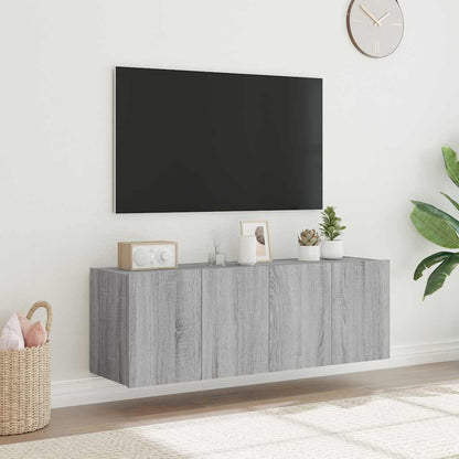vidaXL TV Wall Cabinets with LED Lights 2 pcs Grey Sonoma 60x35x41 cm 5