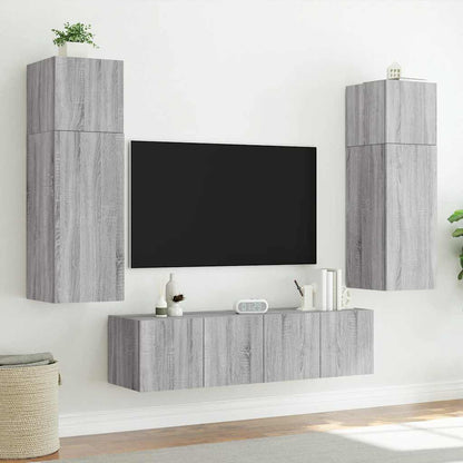 vidaXL TV Wall Cabinets with LED Lights 2 pcs Grey Sonoma 60x35x41 cm 6