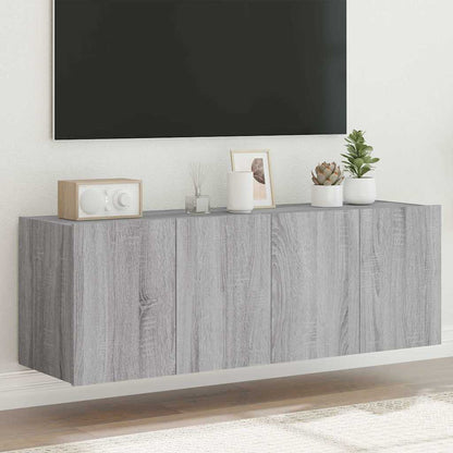 vidaXL TV Wall Cabinets with LED Lights 2 pcs Grey Sonoma 60x35x41 cm 1