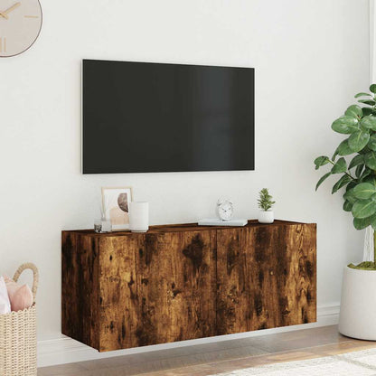 vidaXL TV Wall Cabinet with LED Lights Smoked Oak 100x35x41 cm 5
