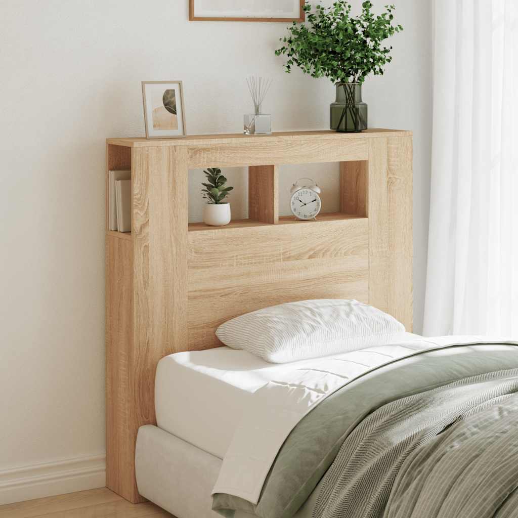 vidaXL LED Headboard Sonoma Oak 100x18,5x103,5 cm Engineered Wood 3