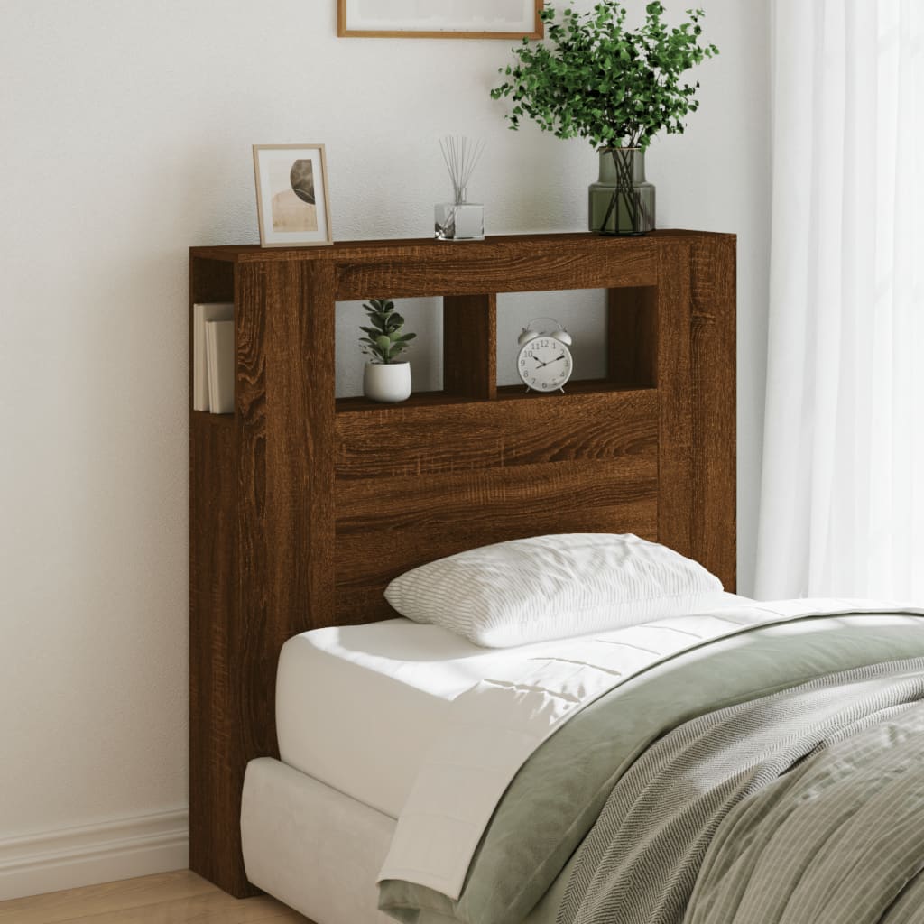 vidaXL LED Headboard Brown Oak 100x18,5x103,5 cm Engineered Wood 3