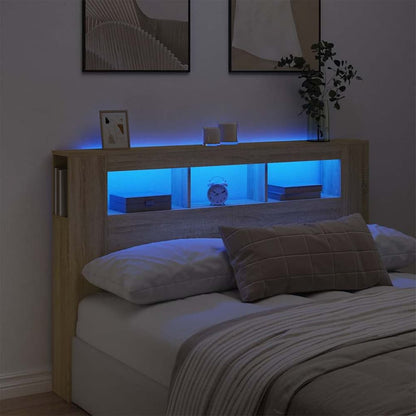 LED Headboard 100x18.5x103.5 cm Engineered Wood Sonoma Oak 160 x 103.5 cm