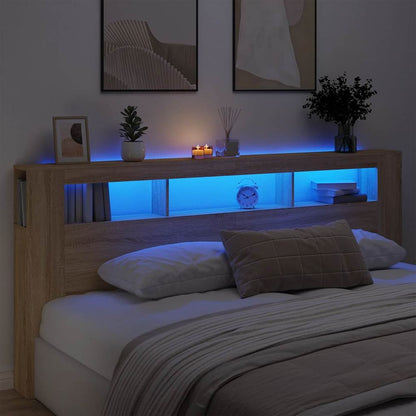 LED Headboard 100x18.5x103.5 cm Engineered Wood Sonoma Oak 220 x 103.5 cm