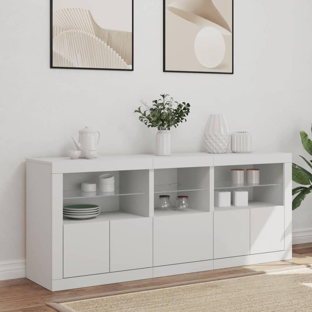 Sideboard with LED Lights 162x37x67 cm White